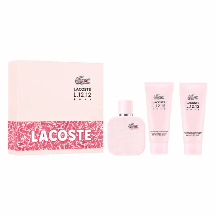 Lacoste L.12.12 Rose Eau De Parfum Spray 100ml Set 3 Artikel