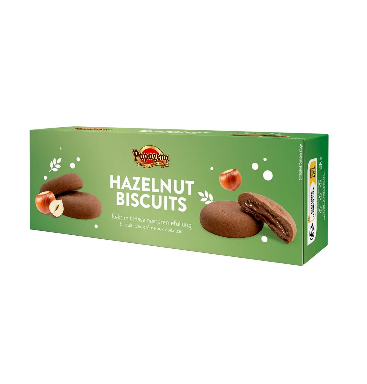 Papagena Biscuits mit Haselnusscremefüllung 150g – Produktansicht