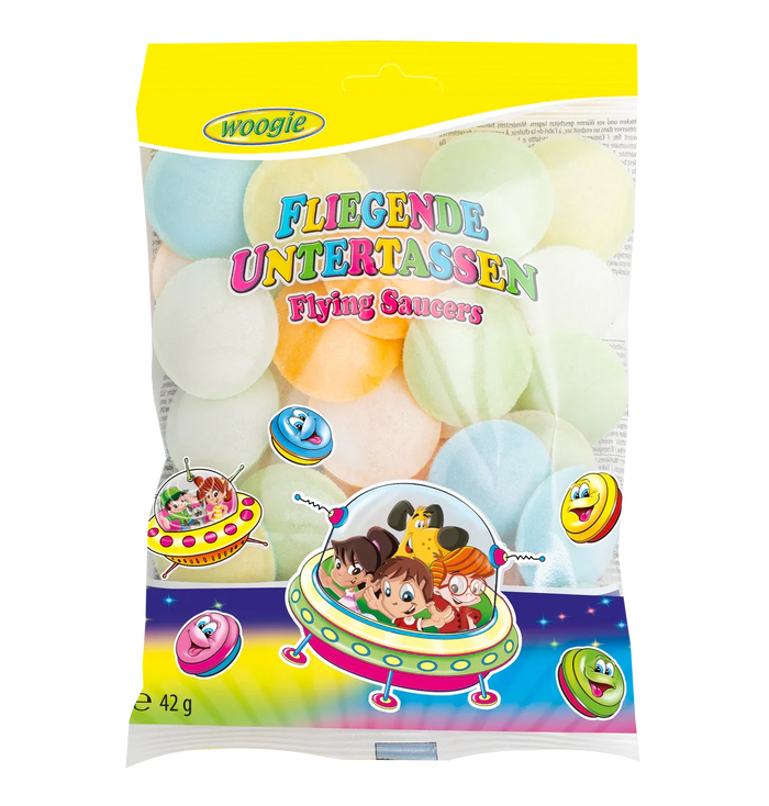 Pop Rocks Fliegende Untertassen mit Brausefüllung 42g Beutel – Produktansicht