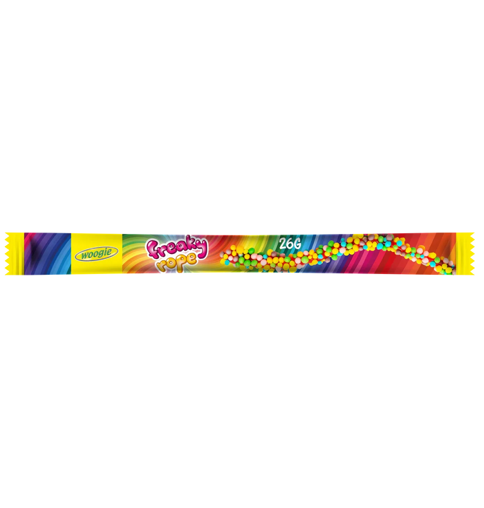 Woogie Freaky Rope 26g Fruchtgummi Schlange mit Erdbeergeschmack und Zuckerperlen – Produktansicht