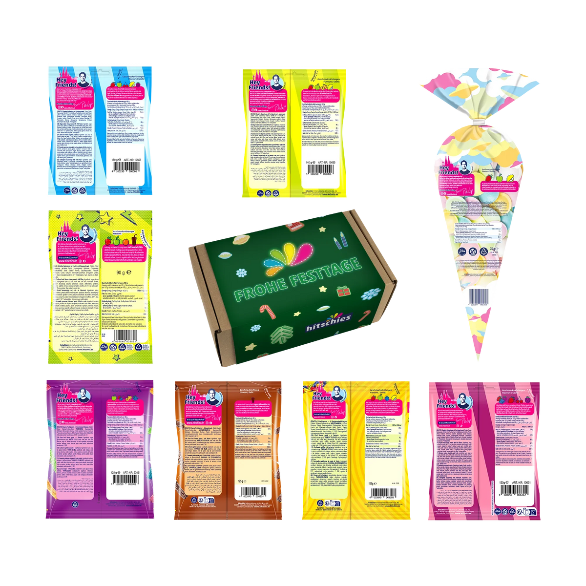 Hitschies Frohe Festtage Box 1080g Kaubonbon Geschenkbox – Detailansicht