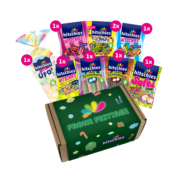 Hitschies Frohe Festtage Box 1080g Kaubonbon Geschenkbox – Produktansicht