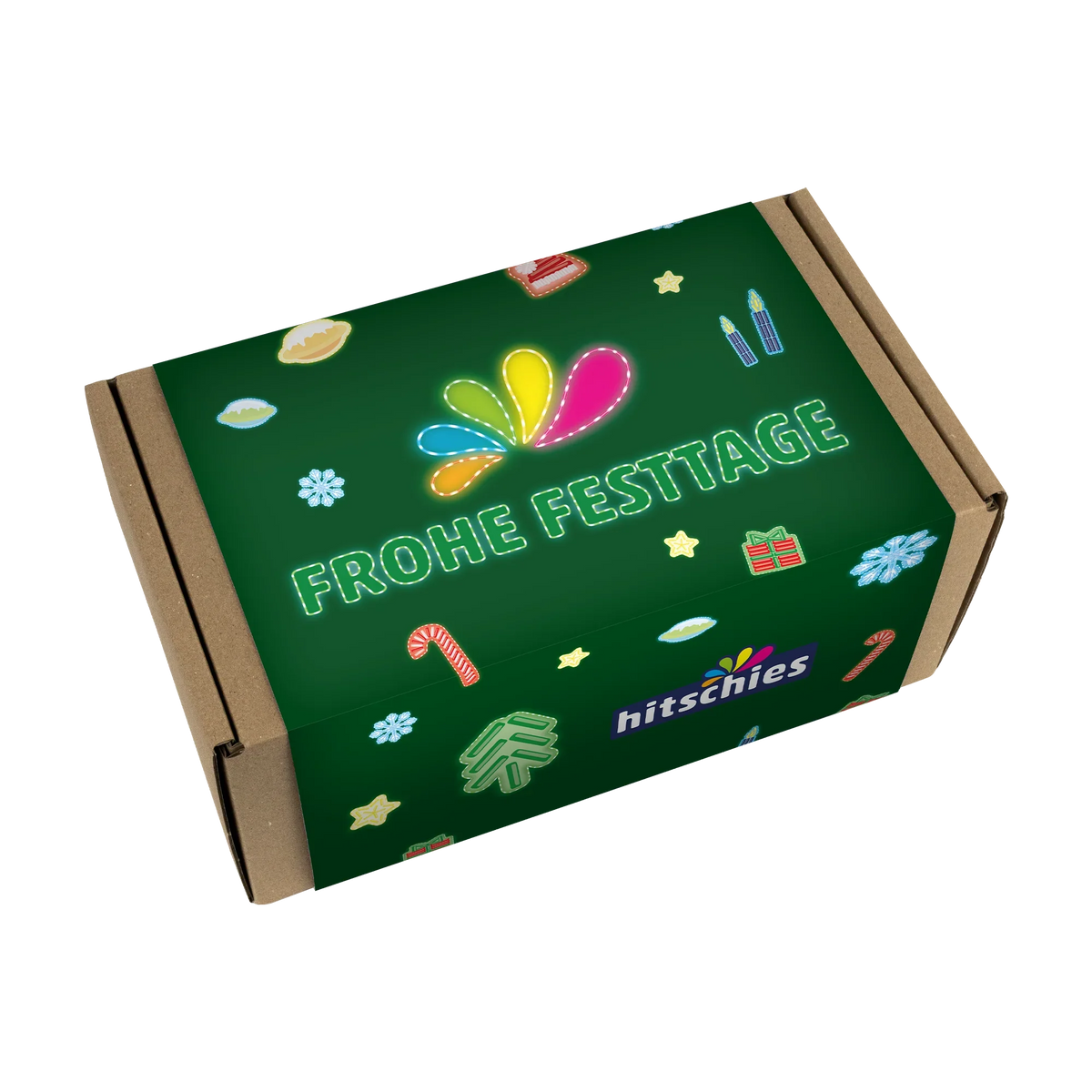Hitschies Frohe Festtage Box 1080g Kaubonbon Geschenkbox – Rückansicht
