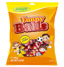 Woogie Funny Balls 150g – bunte Fruchtgummi-Konfekt-Mischung – Produktansicht