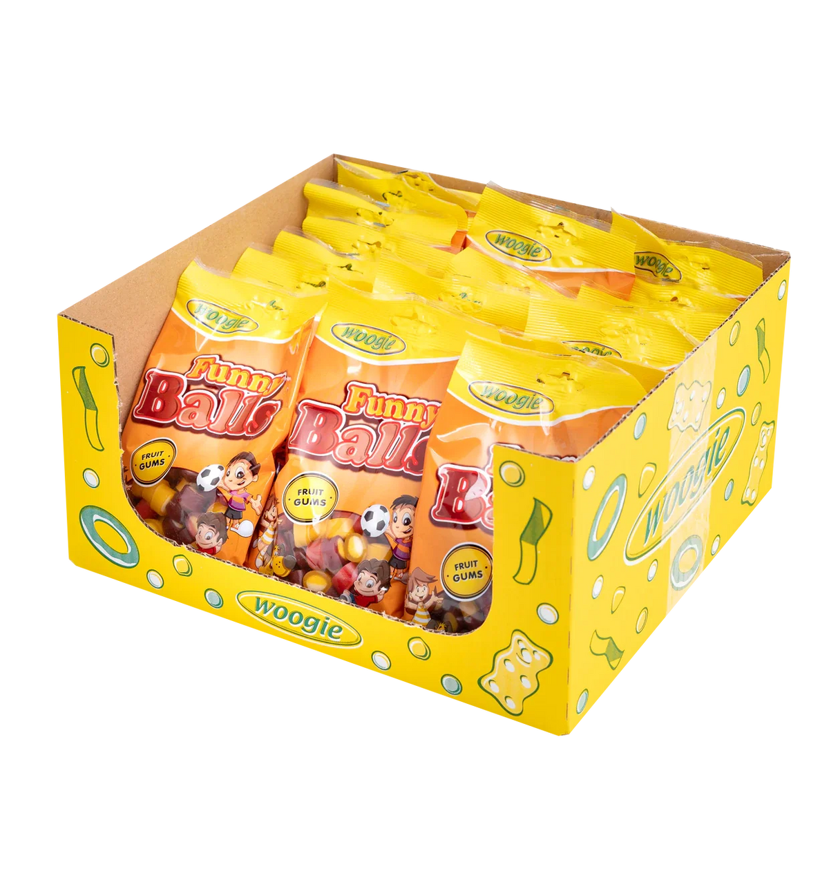 Woogie Funny Balls 150g – bunte Fruchtgummi-Konfekt-Mischung – Detailansicht