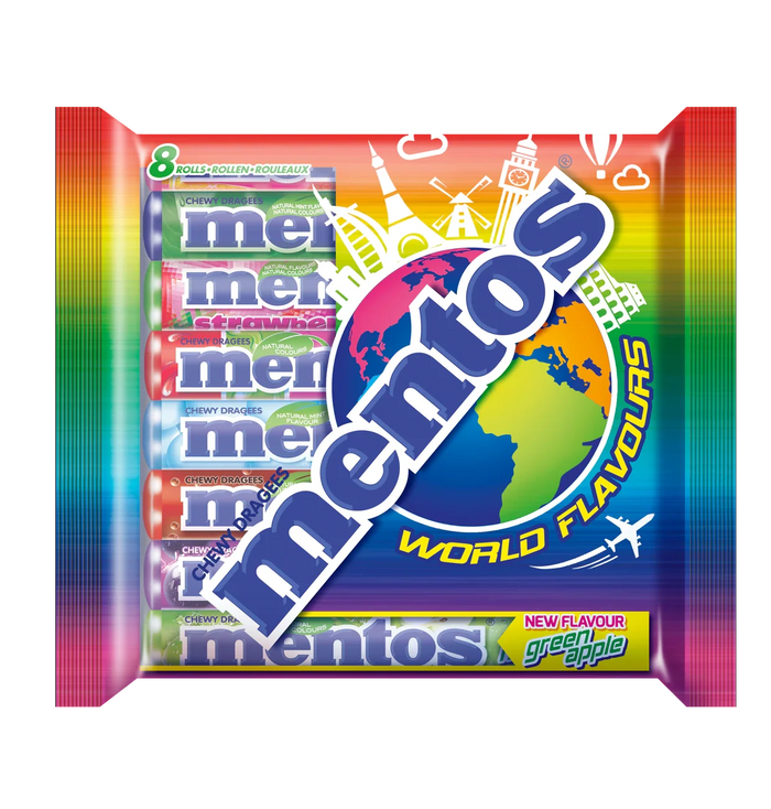 Mentos Kaubonbon World Flavours 300g 8 Rollen fruchtige Kaubonbons
