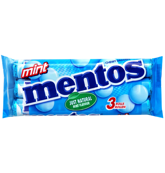 Mentos Fruit Dragées mit Mintgeschmack, 3 x 38 g Packung