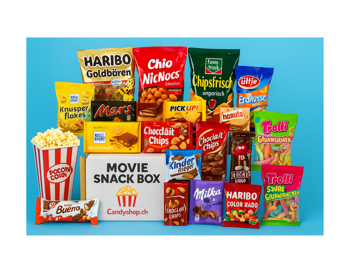 Candyshop.ch Movie Snack Monats Überraschungsbox 175g deutsche Snackauswahl – Produktansicht
