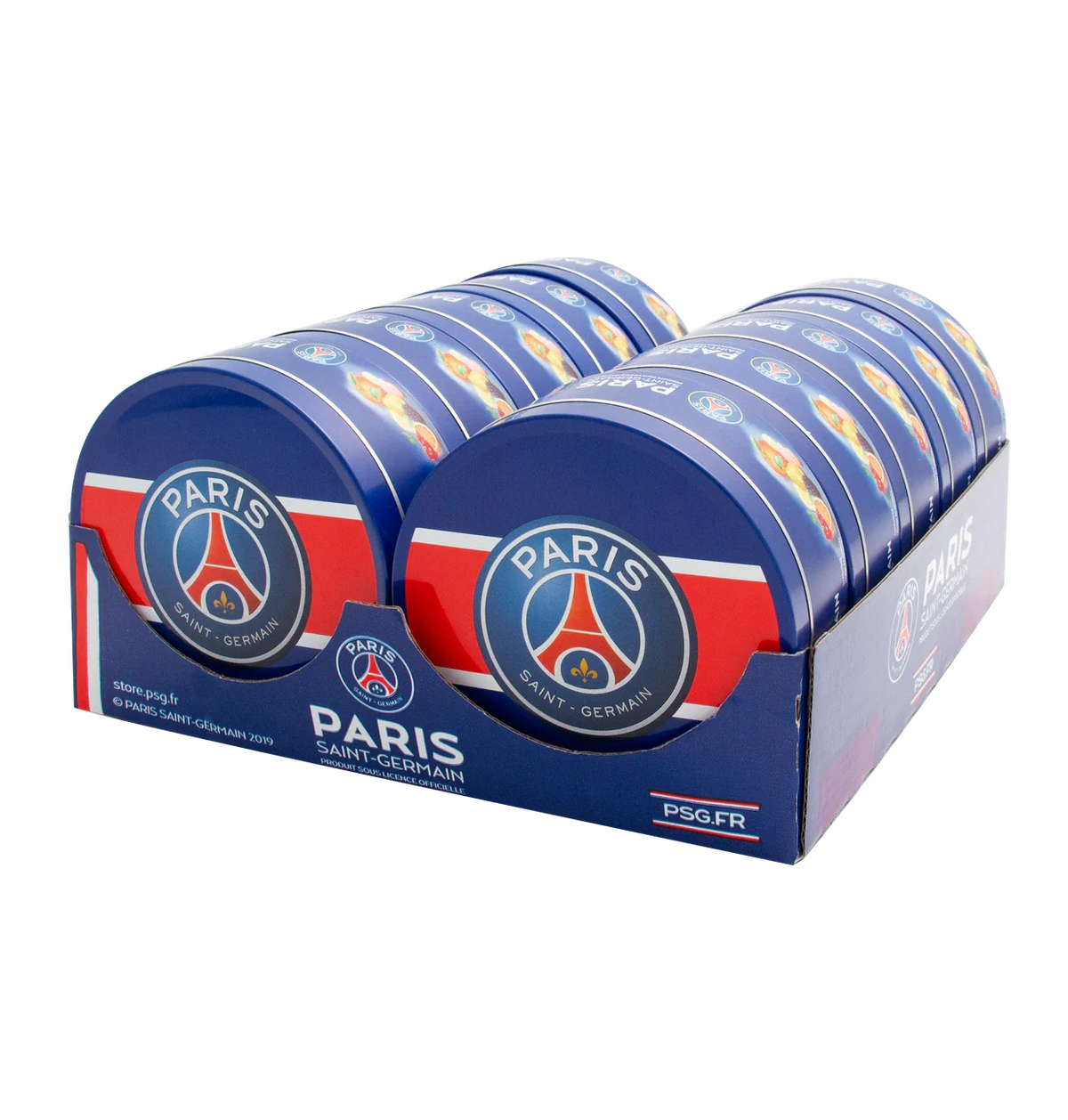 PSG Paris Saint Germain Bonbons mit Früchtemixgeschmack 200g Metalldose – Detailansicht