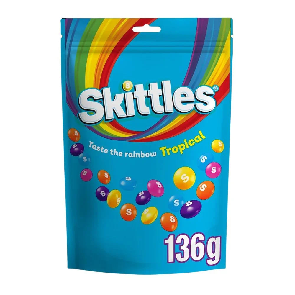 Skittles Vegan Chewy Sweets Tropical 136g Fruchtgummi Produktbild – Produktansicht
