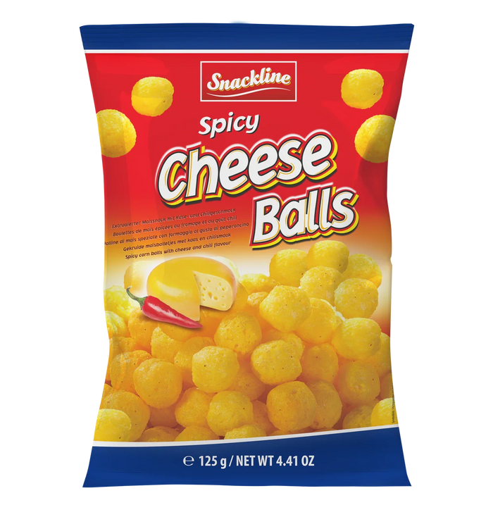 Snackline Spicy Cheese Balls 125g würzige Maisbällchen mit Käse