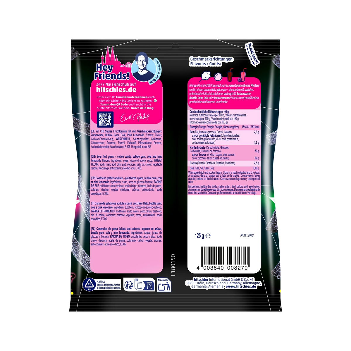 Hitschies Saure Spinnenbeine Mystery Edition 125g – Produktansicht – Detailansicht