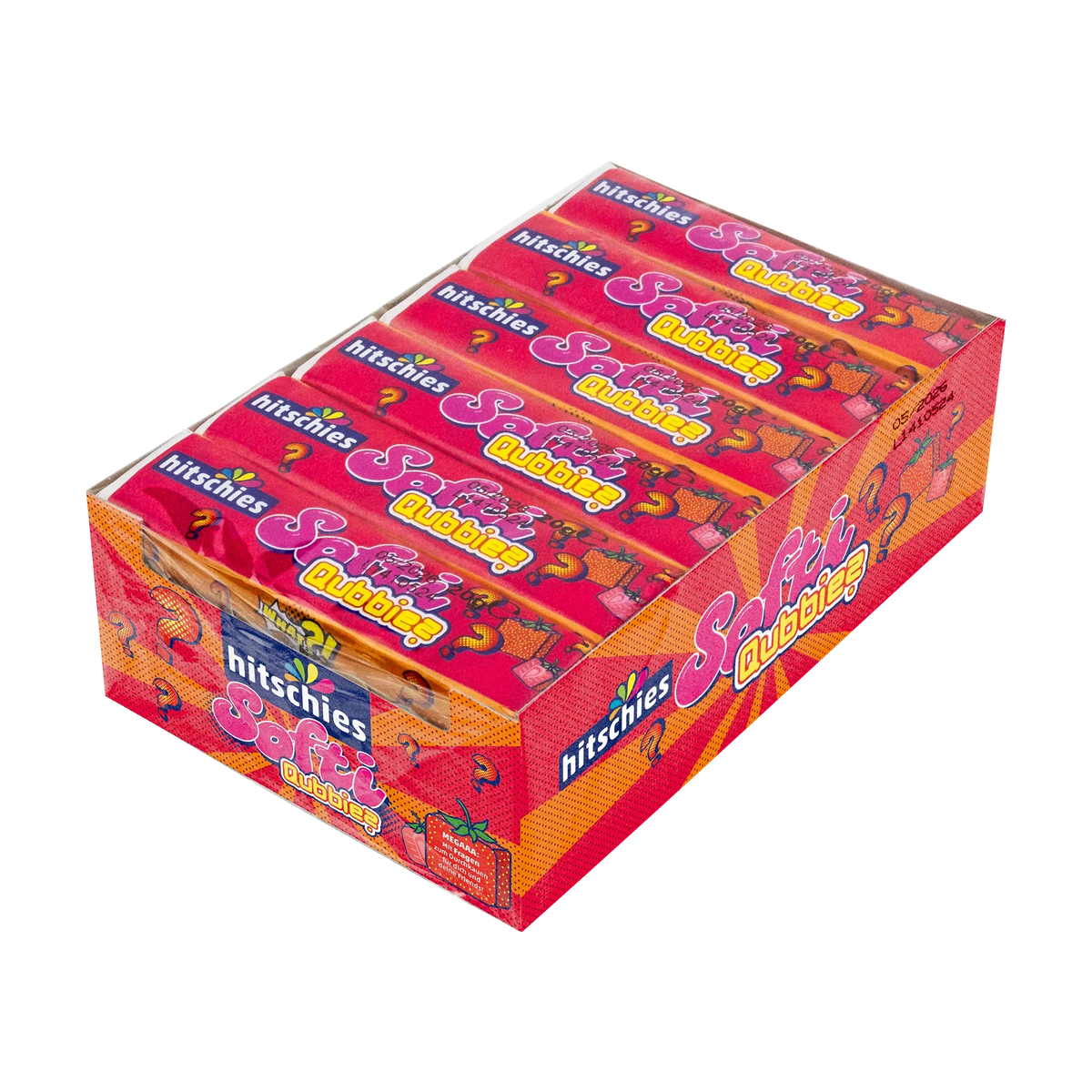 Hitschies Softi Qubbies Erdbeere Kaubonbon Tray 16 Stück 480 g – Produktansicht