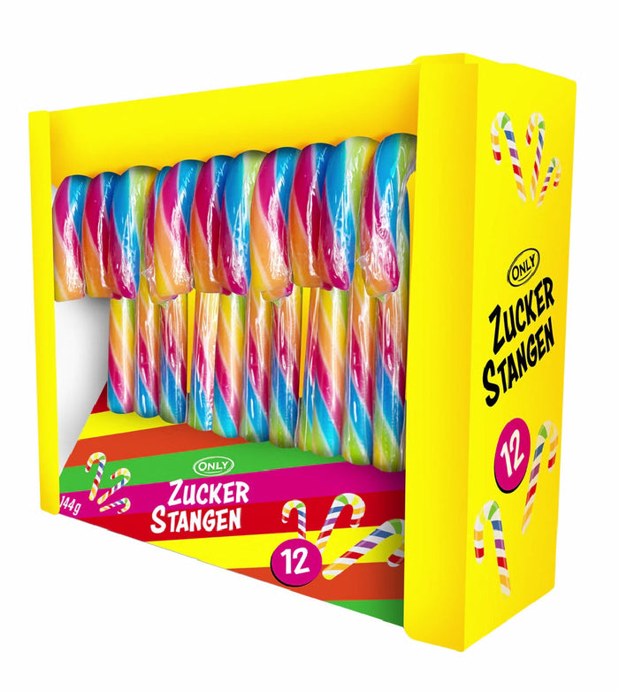 Only Candy Canes Zuckerstangen Rainbow Erdbeergeschmack 12x12g Packung