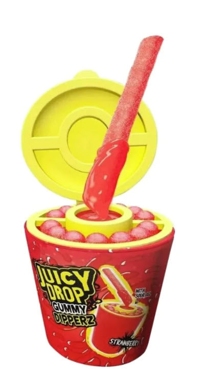 Bazooka Juicy Drop Gummy Dipperz Erdbeere 96g – Detailansicht