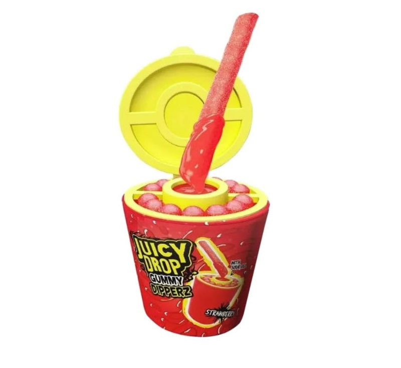 Bazooka Juicy Drop Gummy Dipperz Erdbeere 96g – Produktansicht