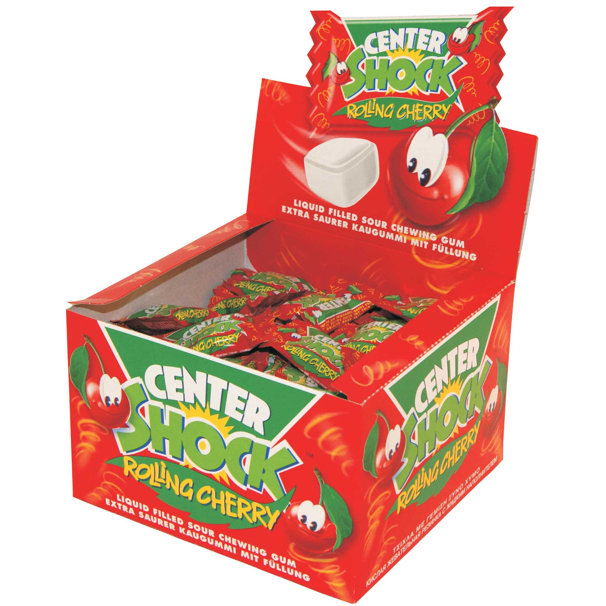 Center Shock Rolling Cherry Kaugummi 100 Stück Packung