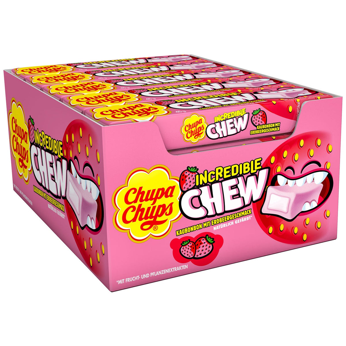 Chupa Chups Incredible Chew Erdbeere Kaubonbons 10er Pack 45g – Detailansicht