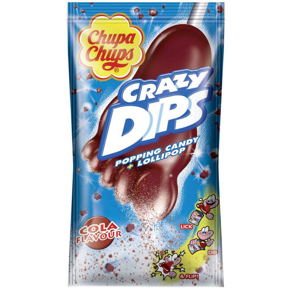 Chupa Chups Crazy Dips Cola Lolli in Fussform, 14g mit Brausepulver