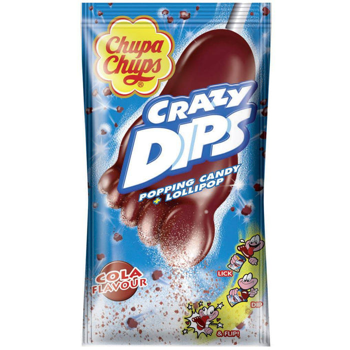 Chupa Chups Crazy Dips Cola Lolli in Fussform, 14g mit Brausepulver