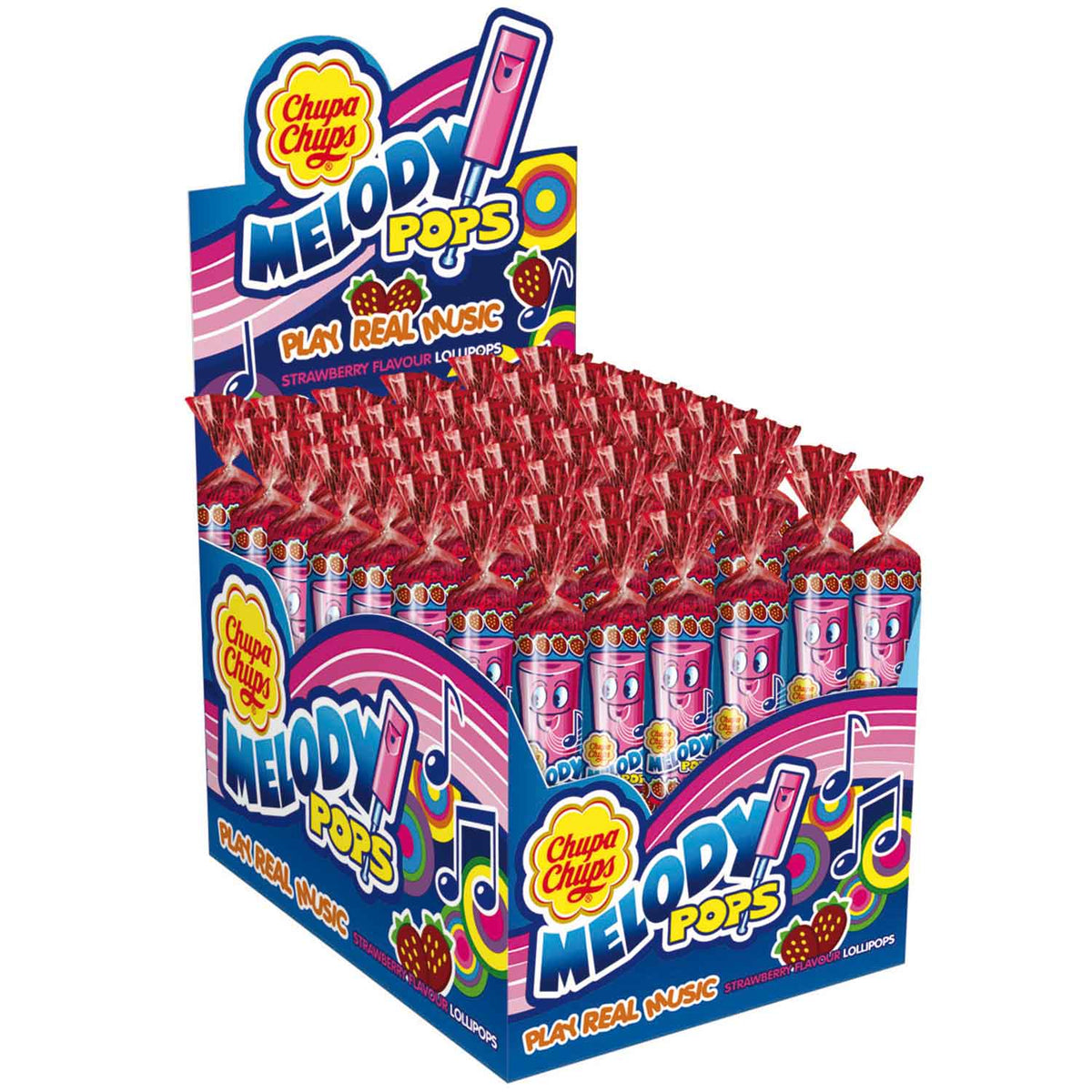 Chupa Chups Melody Pops Lolly Erdbeergeschmack 48 Stück 720g – Produktansicht