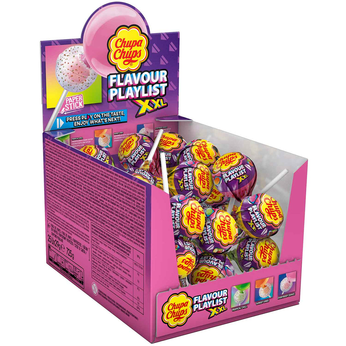 Chupa Chups XXL Flavour Playlist Lolli grün 29g, 25 Stück Packung – Produktansicht