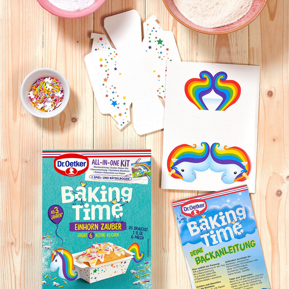 Dr Oetker Backmischung Einhorn Zauber 175g mit Vanillegeschmack – Rückansicht