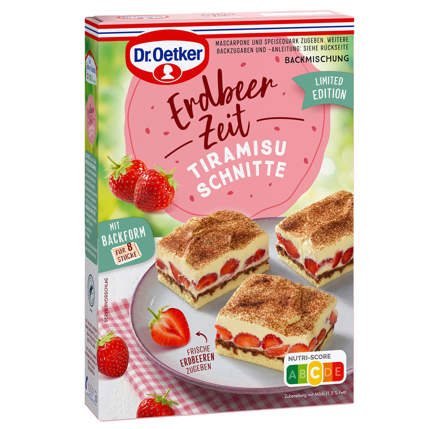 Dr Oetker Erdbeer Zeit Tiramisu Schnitte Backmischung 175g Produktansicht – Produktansicht