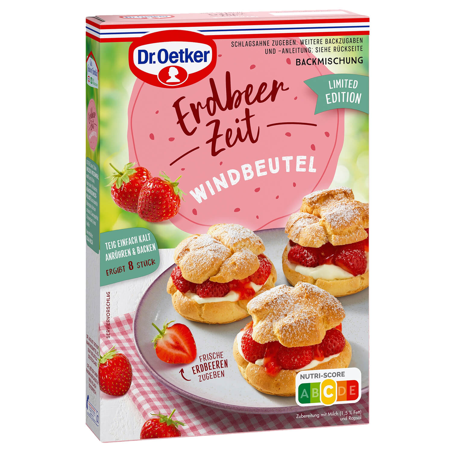 Dr Oetker Backmischung Erdbeer Zeit Windbeutel 175g – Produktansicht