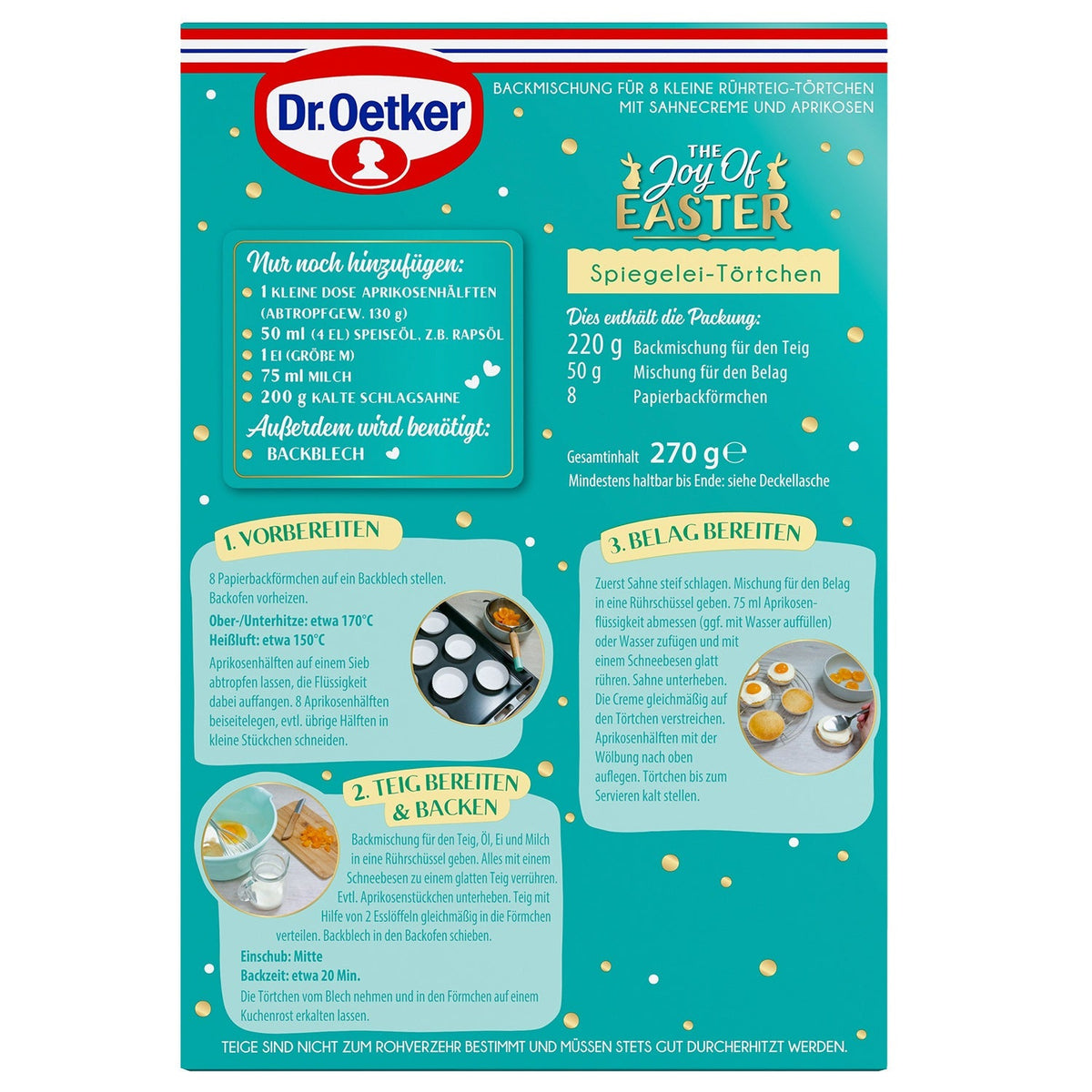 Dr Oetker Easter Spiegelei Törtchen Backmischung 175g – Detailansicht