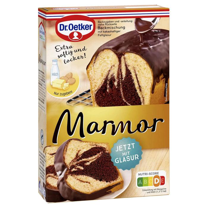 Dr Oetker Marmor Kuchen Backmischung 475g – Klassischer Marmorkuchen mit Schoko-Vanille-Geschmack – Produktansicht