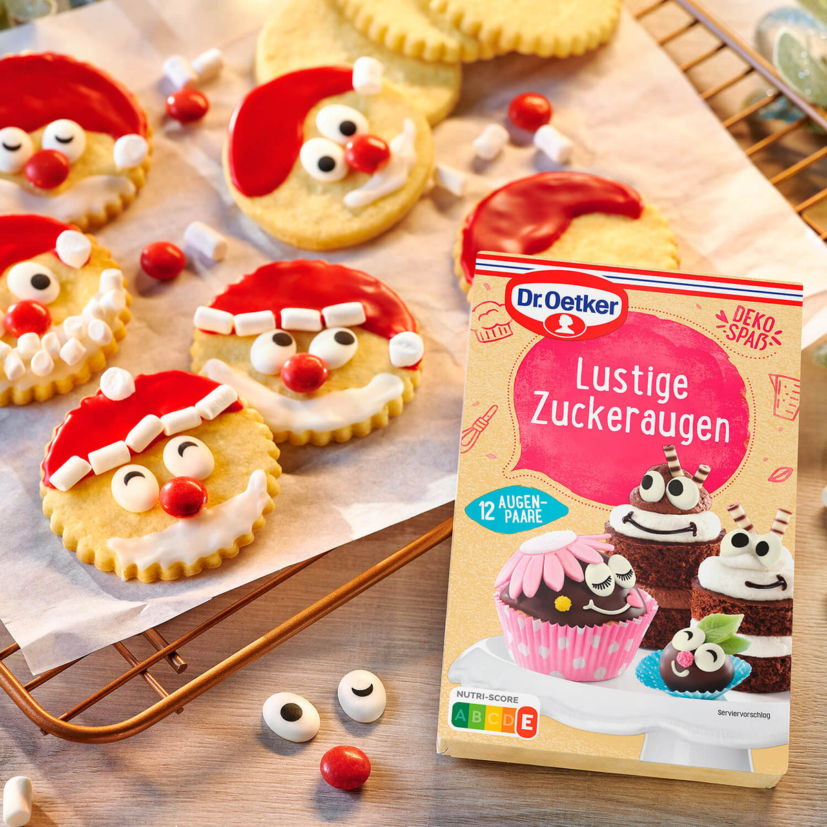 Dr Oetker Zuckeraugen 12 Paare Glasurosen für 12 Muffins 175g – Detailansicht