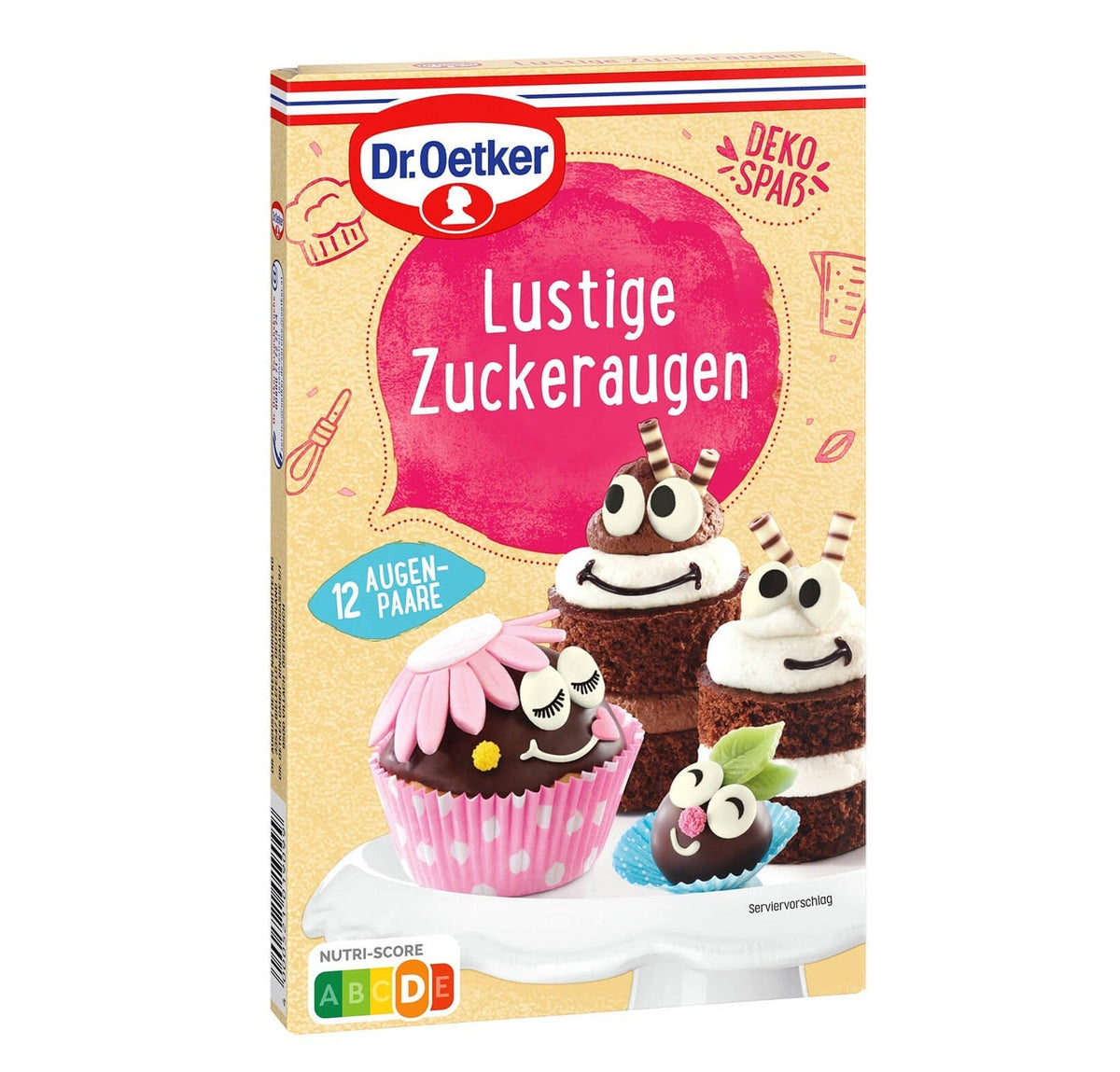 Dr Oetker Zuckeraugen 12 Paare Glasurosen für 12 Muffins 175g – Produktansicht