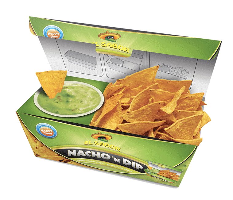 El Sabor Nacho ´N Dip Guacamole Chips Snack 175g mit cremigem Dip
