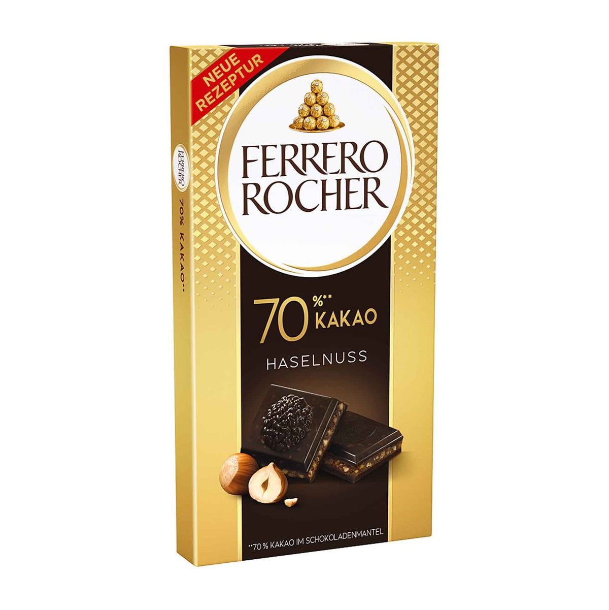Ferrero Rocher Tafel Zartbitter 90g mit Haselnusscreme und Stückchen