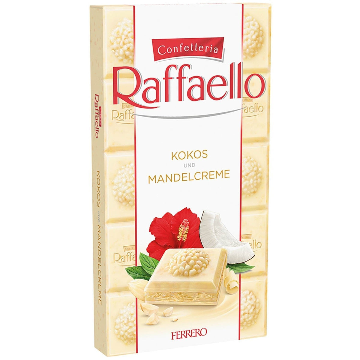 Ferrero Raffaello Tafel weisse Schokolade mit Mandel-Kokoscreme 90g – Produktansicht