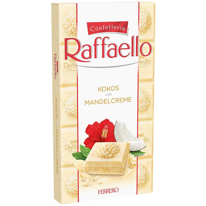 Ferrero Raffaello Tafel weisse Schokolade mit Mandel-Kokoscreme 90g – Produktansicht