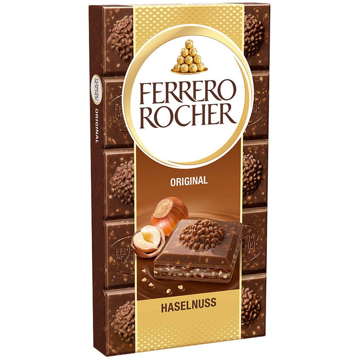 Ferrero Rocher Original Milchschokolade Tafel 90g mit Haselnüssen