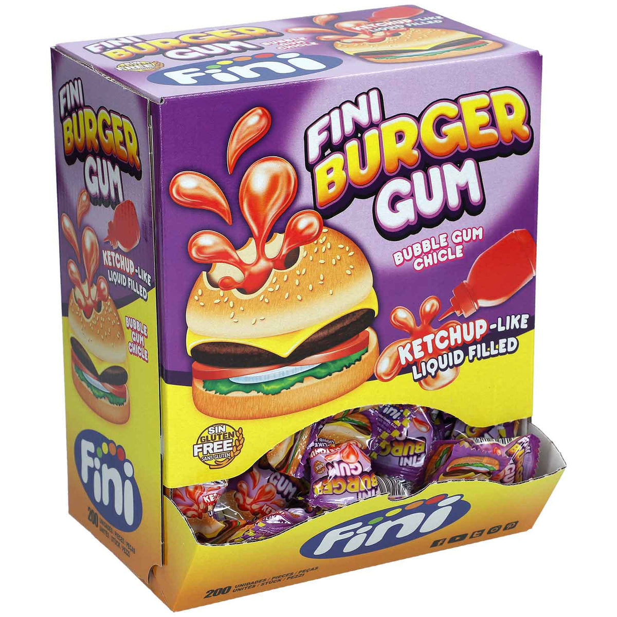 Fini Burger Gum Kaugummis mit Tutti Frutti Geschmack 200er Pack