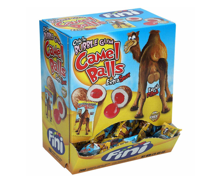 Fini Camel Balls Extra Bubble Gum Sour Kaugummi Braun 1000g 200 Stück – Produktansicht