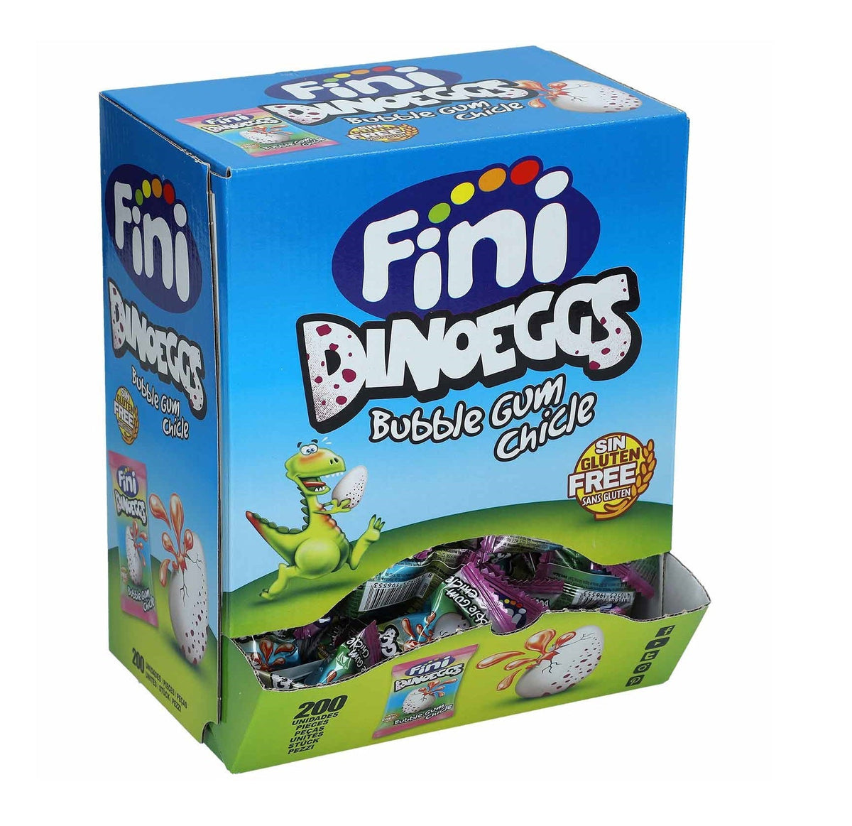 Fini Dinoeggs Bubble Gum Kaugummi Erdbeergeschmack 200 Stück 1000g – Produktansicht