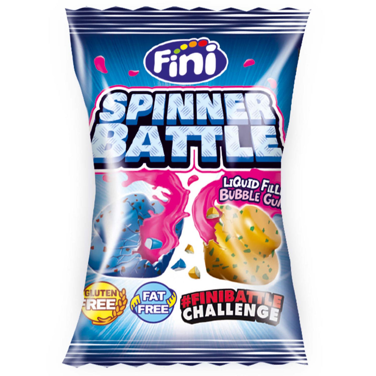Fini Spinner Battle Gum Kaugummi Blau 200 Stück 1000g – Seitenansicht