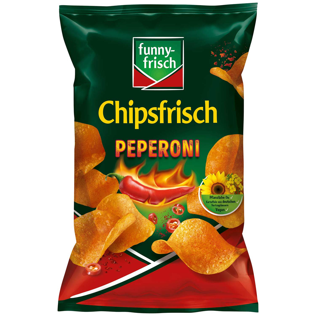 Funny-Frisch Chipsfrisch Peperoni 150g Kartoffelchips scharf und vegan