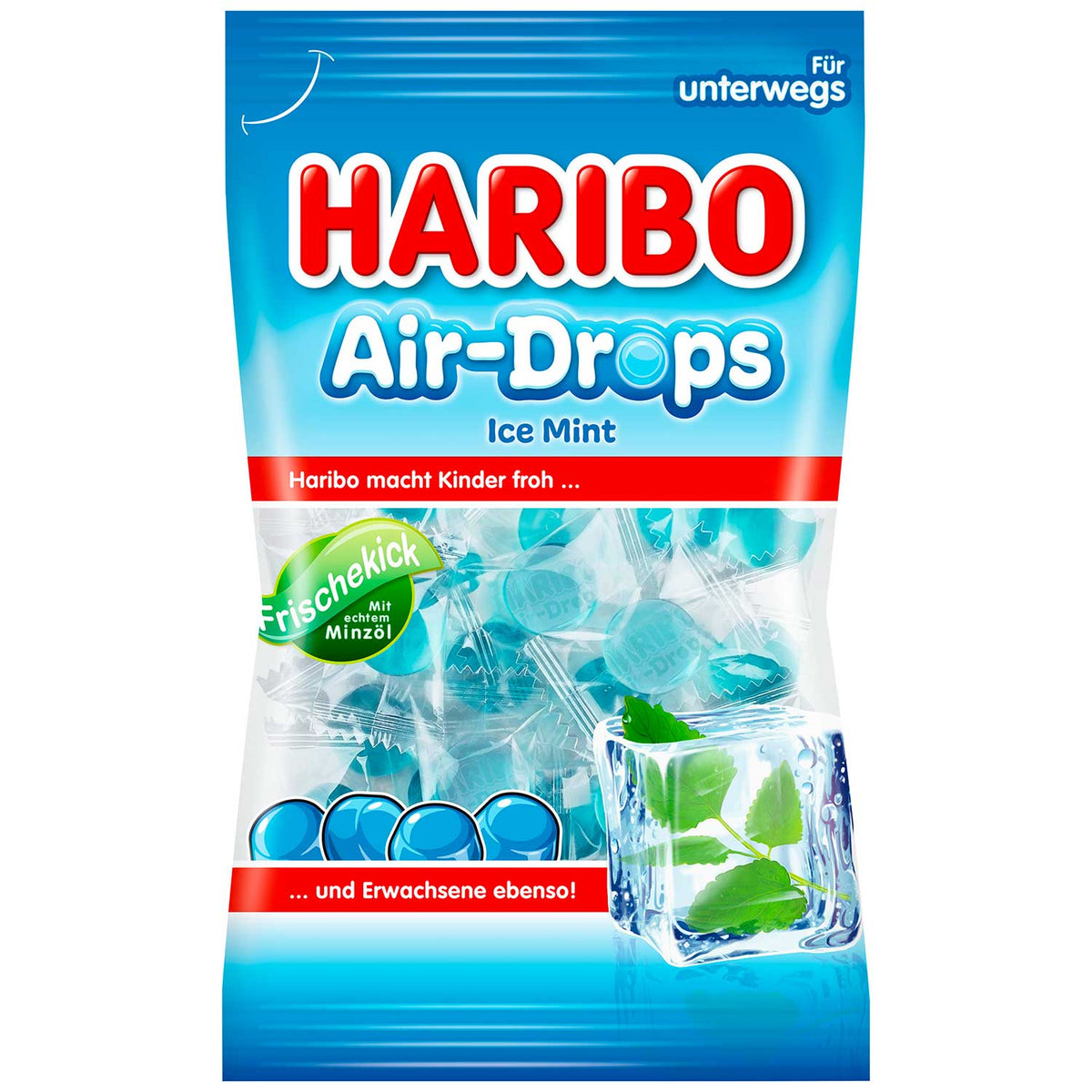 Haribo Air-Drops Ice Mint Gummibonbons 100g mit erfrischendem Minzgeschmack – Produktansicht