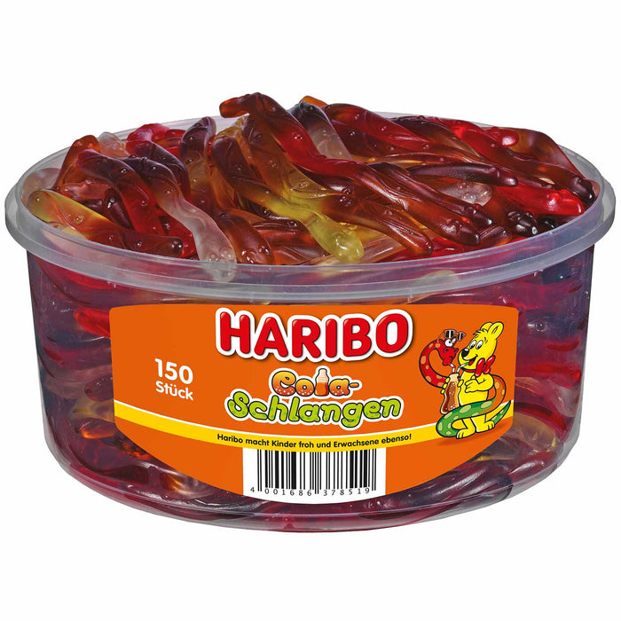 Haribo Cola-Schlangen Fruchtgummi 150 Stück Vorratsdose – Produktansicht