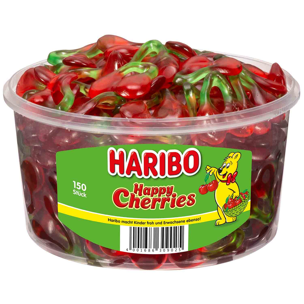 Haribo Happy Cherries Fruchtgummi 150 Stück 1200g Dose – Produktansicht