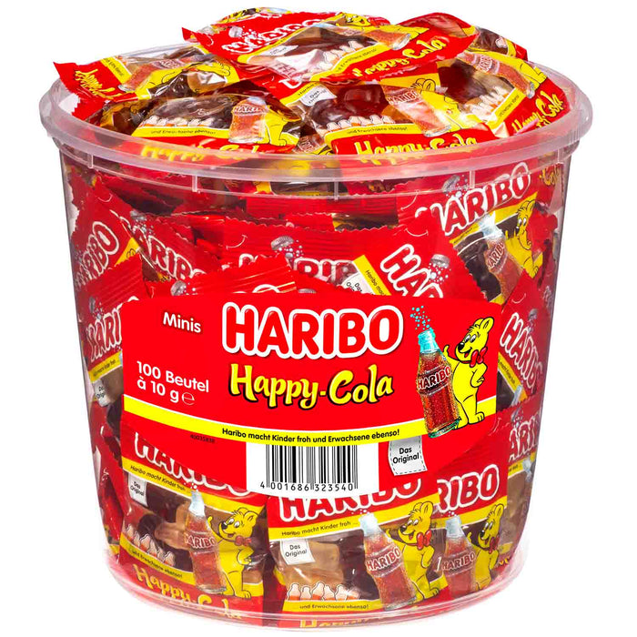 Haribo Happy-Cola Minis Fruchtgummi 100 Beutel à 10g mit Cola-Geschmack