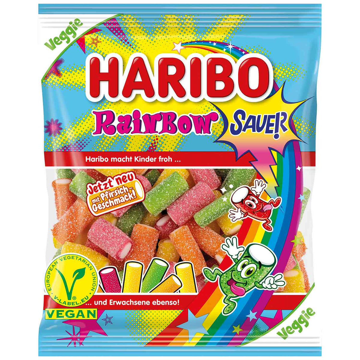 Haribo Rainbow Sauer Vegan Fruchtgummi 160g Packung
