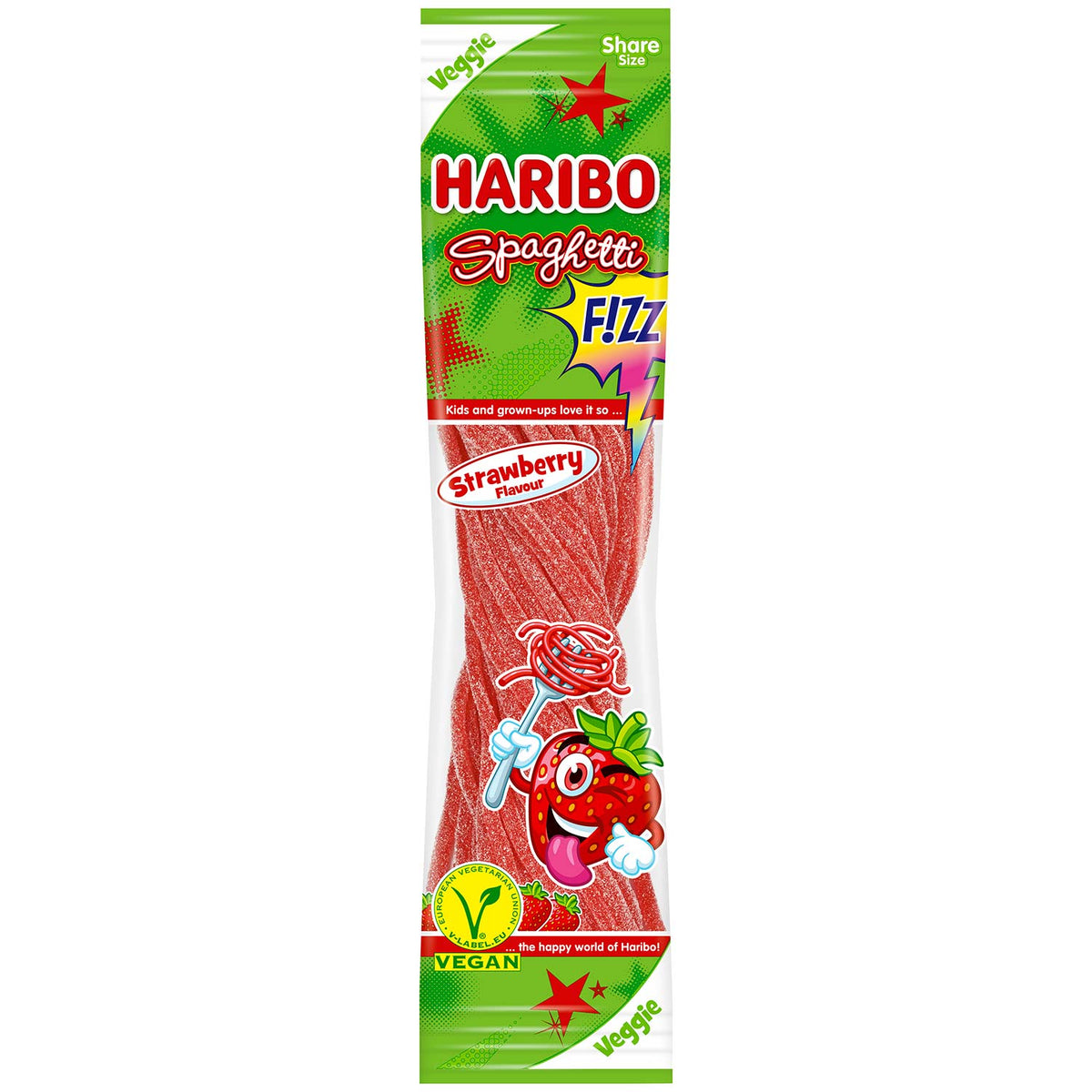 Haribo Spaghetti Strawberry FIZZ vegan Fruchtgummi 200g