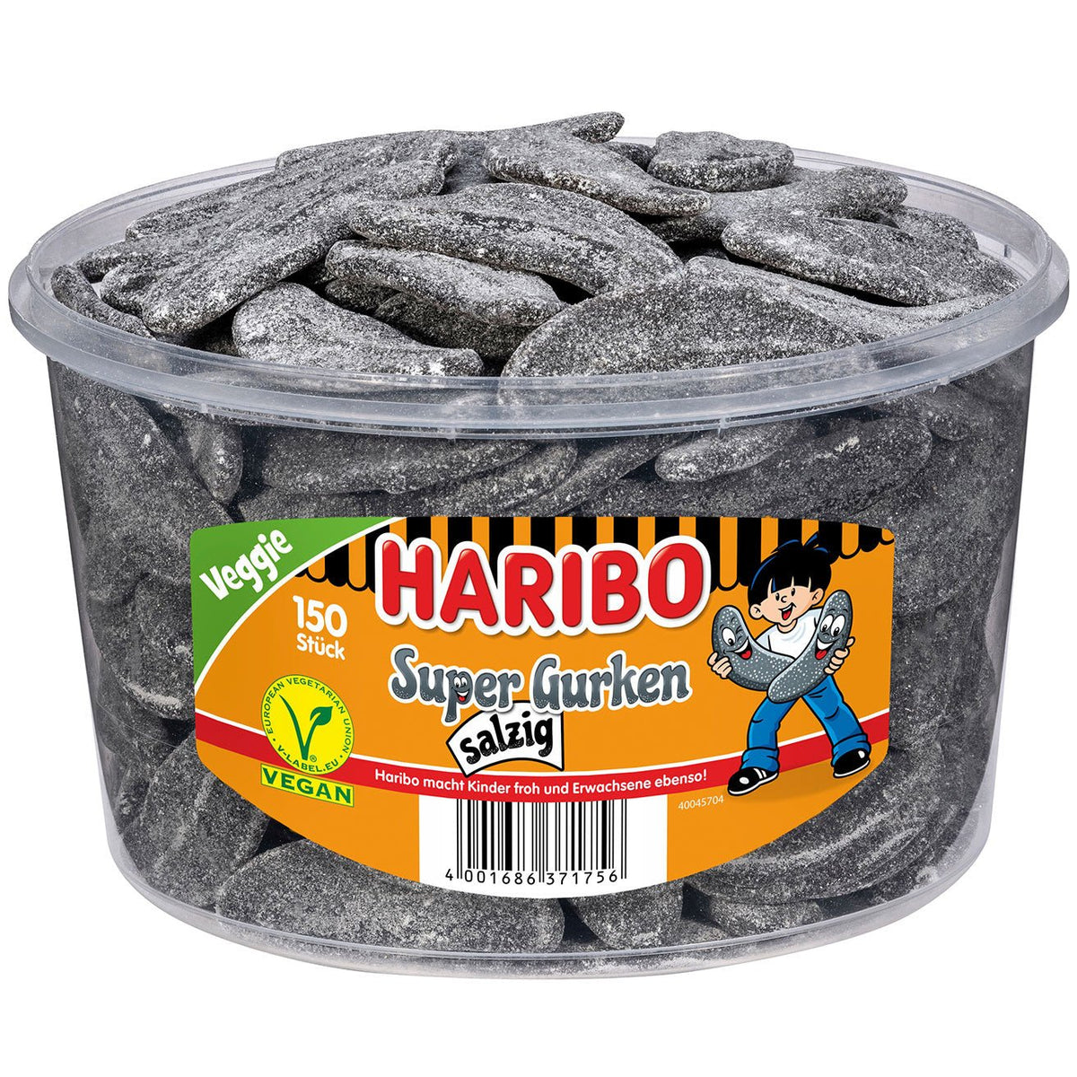 Haribo Super Gurken Salzig Vegan Lakritz 150 Stück 1350g – Produktansicht